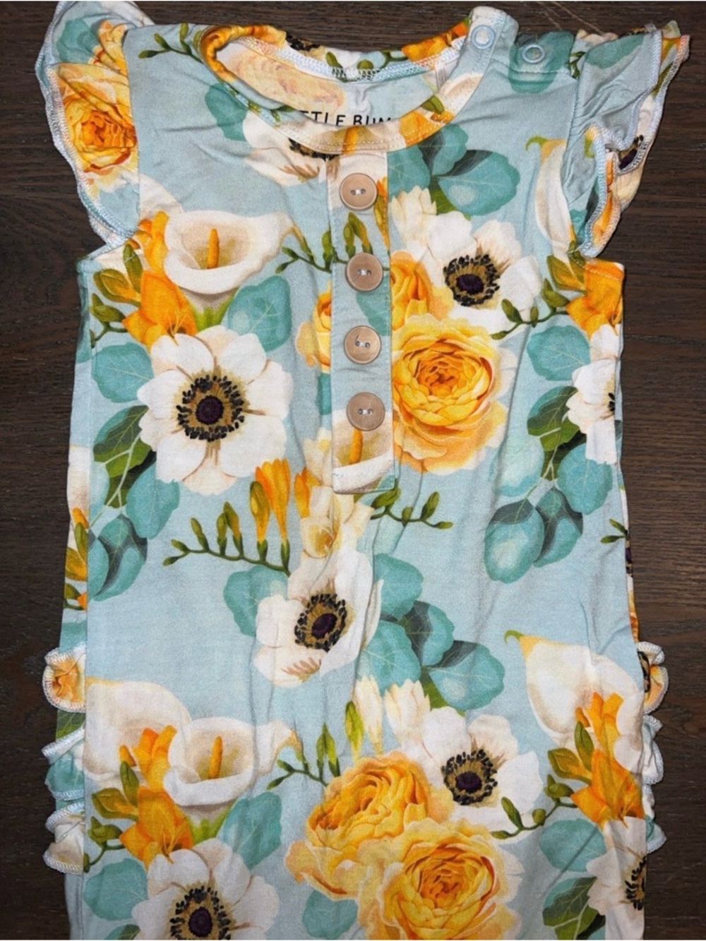 Bums and Roses (Little Bum Bums) Floral Short Sleeve Snap Romper 9-12 mo